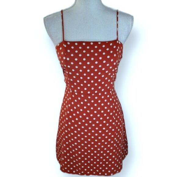 SKY AND SPARROW BRICK & CREAM/WHITE POLKA-DOT DRESS SZ.XL EUC - Picture 2 of 9